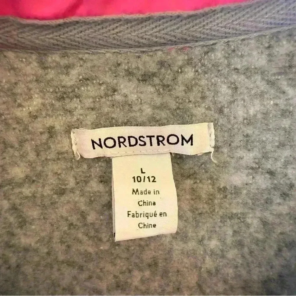 Nordstrom Girls Gray Full Zip Jacket Size Large Neon Accents Casual Warm